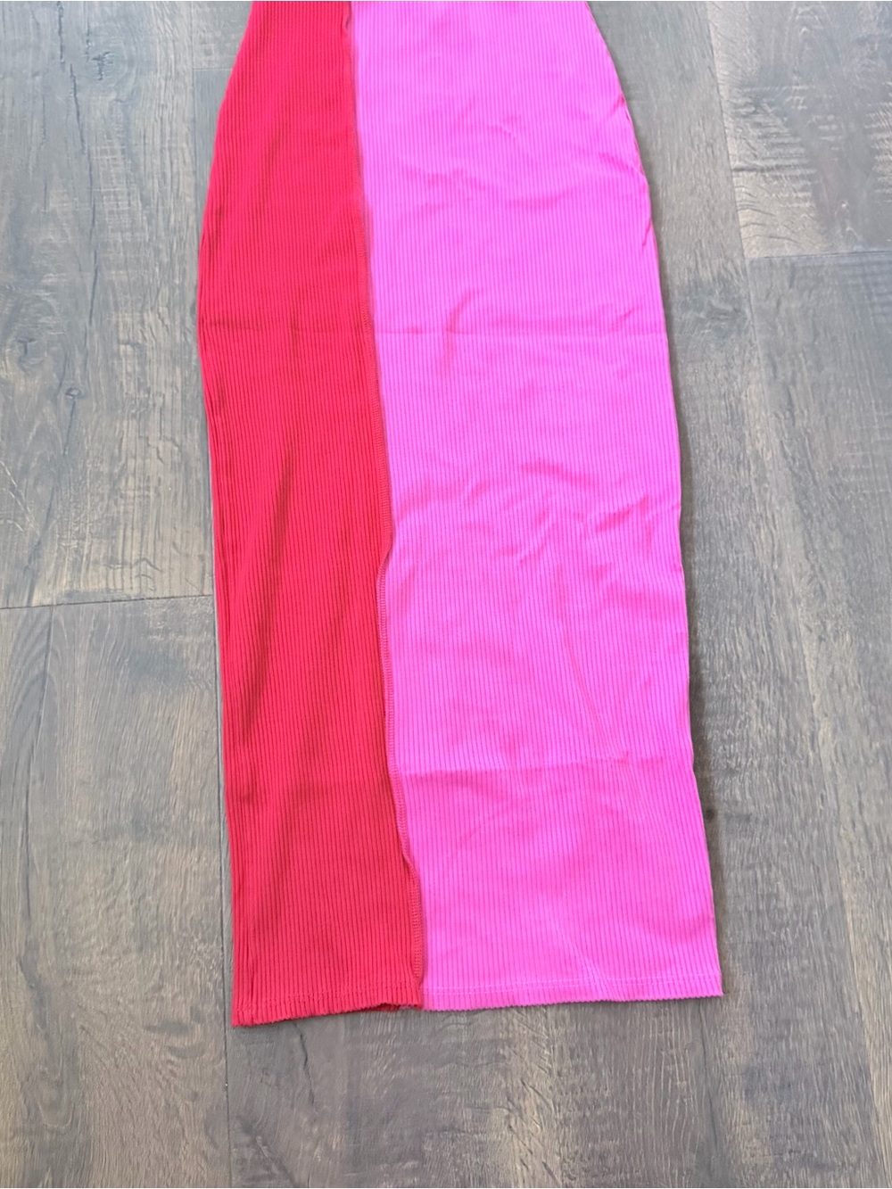 NWOT Naked Wardrobe Colorblock Pink/Red Bodycon Midi Dress | Size Large - Picture 6 of 8